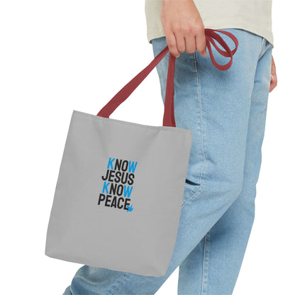 Know Jesus Know Peace Tote Bag