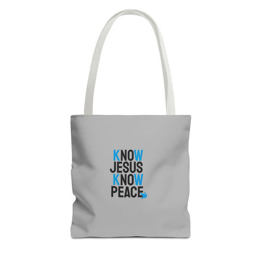 Know Jesus Know Peace Tote Bag